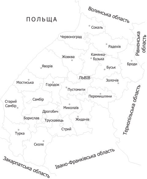 Контурна карта Львівської області