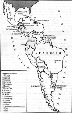Політична карта Латинської Америки