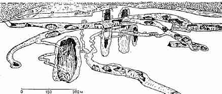 Схема розгалуженої печери (Мамонтова, США)