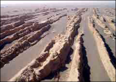 Прояви вітрової ерозії:  ярданги в пустелі Гобі