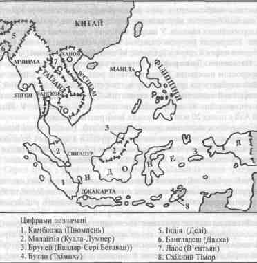 Політична карта Південно-Східної Азії