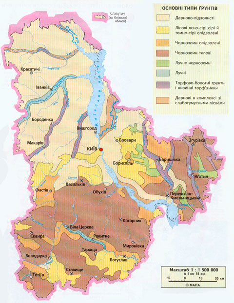 Карта грунтів Київської області