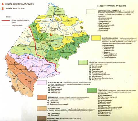 Карта ландшафтів Львівської області