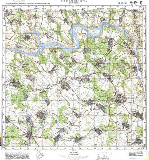 Топографічна карта M-35-127 (Чернівецька область) масштабу 1:100 000