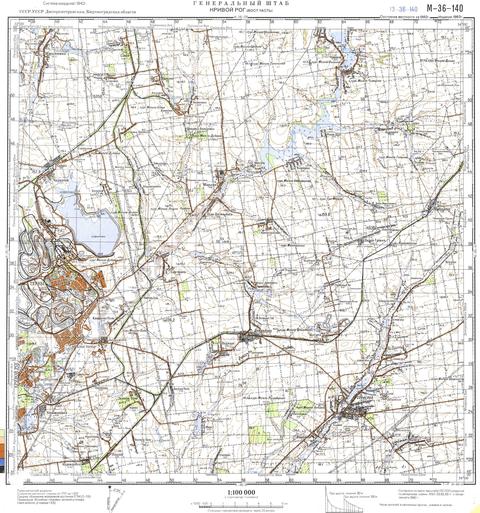 Топографічна карта M-36-140 (Дніпропетровська область) масштабу 1:100 000