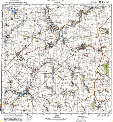 Топографічна карта M-36-142 (Дніпропетровська область) масштабу 1:100 000