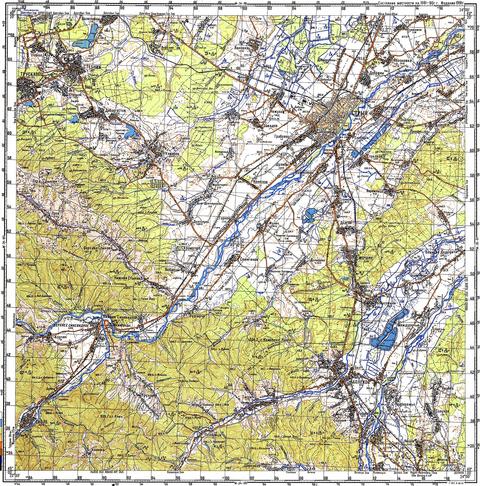 Топографічна карта M-34-108 (Івано-Франківська область) масштабу 1:100 000