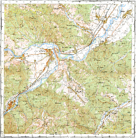 Топографічна карта M34-108-3 масштабу 1:50 000 (Українські Карпати)