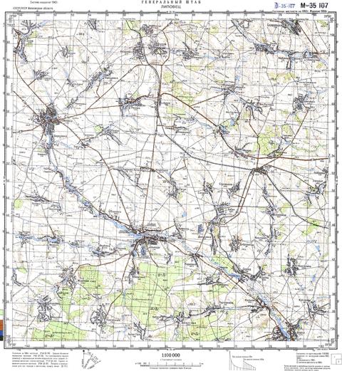 Топографічна карта M-35-107 (Вінницька область) масштабу 1:100 000