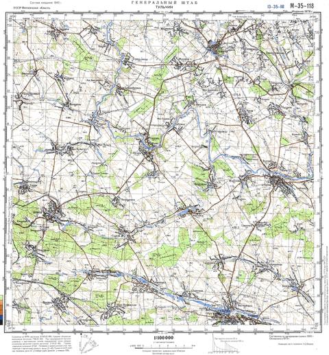 Топографічна карта M-35-118 (Вінницька область) масштабу 1:100 000