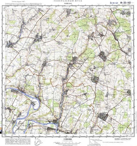 Топографічна карта M-35-142 (Вінницька область) масштабу 1:100 000