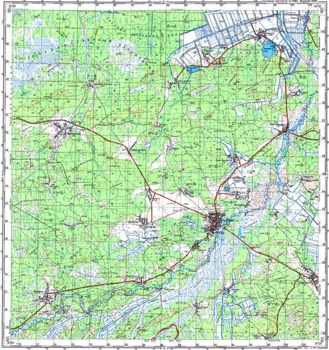 Топографічна карта M-35-009 (Житомирська область) масштабу 1:100 000